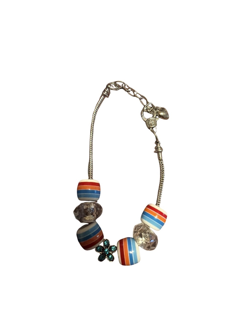 Striped Multicolor Bead Charm Bracelet - Women